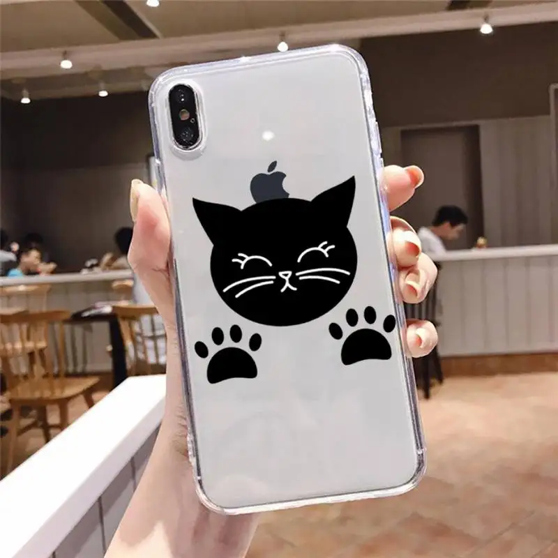 

Cute cat scratching Phone Case Transparent soft For iphone 5 5s 5c se 6 6s 7 8 11 12 plus mini x xs xr pro max
