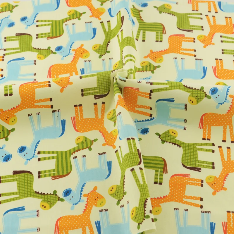 100% хлопковая ткань бежевая саржа прекрасный Ослик дизайн стеганое лоскутное