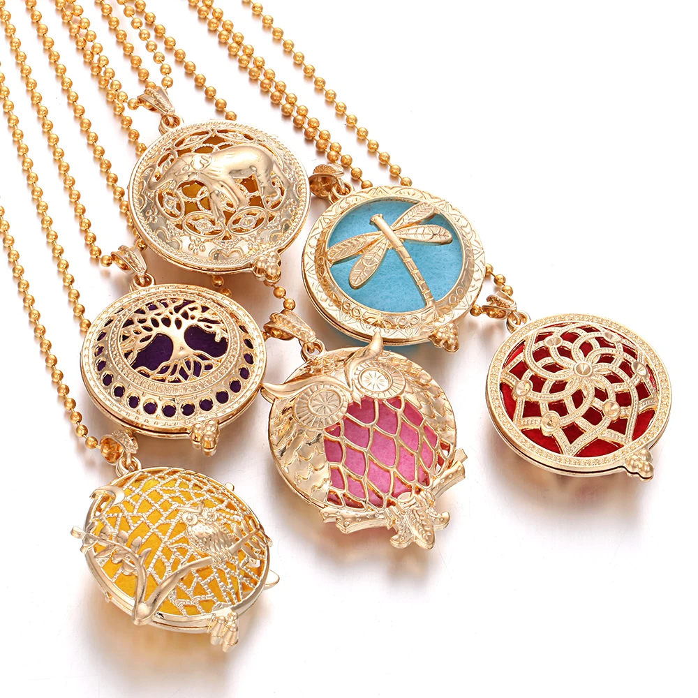 Ожерелье с диффузором ювелирные изделия для ароматерапии Золотое древо жизни