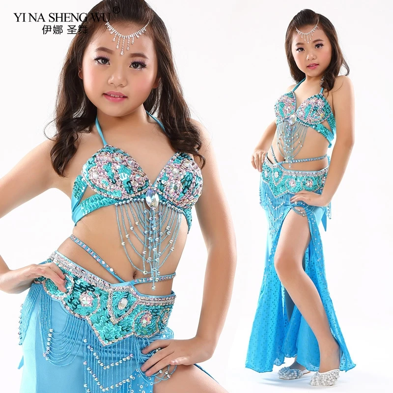 

Children Adult Belly Dance Performance Clothes 3pcs Oriental Dance Bra Belt Skirt Girls Dance Costumes Professional Dancing Set