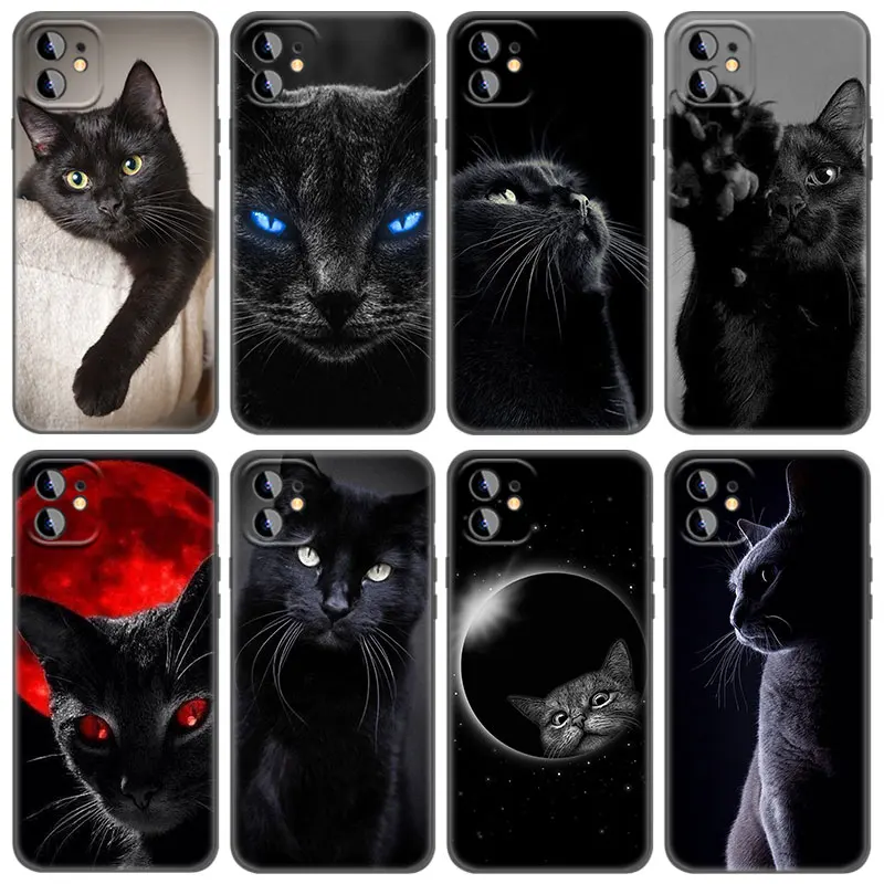 Black Cat Staring Eye On Phone Case For Apple iPhone 13 12 Mini 11 Pro Max XR X XS MAX 6 6S 7 8 Plus 5 5S SE 2020 Black Cover