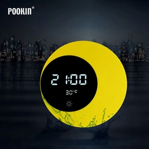 Многофункциональный светодиодный цифровой будильник, ночсветильник в виде Луны, температурный дисплей, сенсорный датчик, USB зарядка, настольная лампа, праздничный подарок