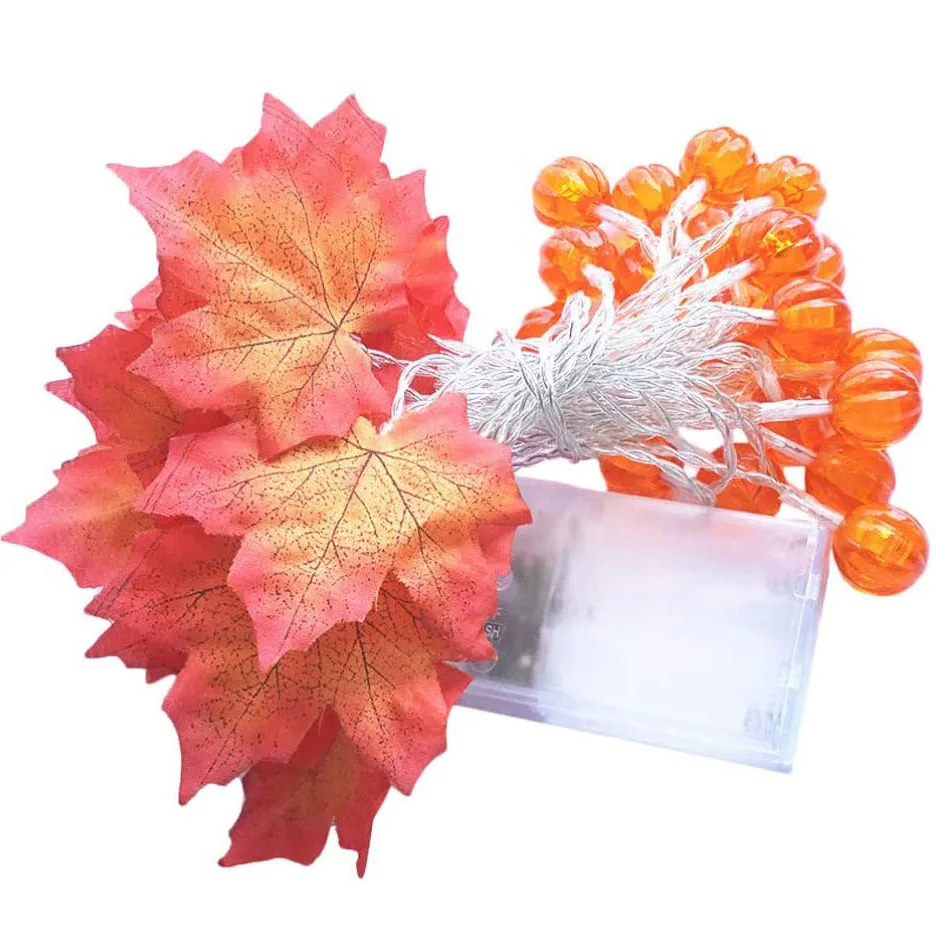 

10/20/30/40 LEDs Pumpkin Maple Leaf Garland Battery Powered Pumpkin String Lights for Halloween Thanksgiving Fall Decoration