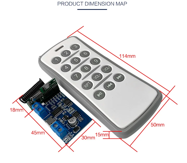 Factory Wholes Wireless Remote Control Voice Player MP3 Module Download Voice Announcer through USB for Various Voice Prompt