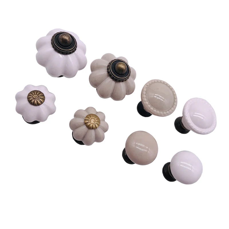 Ящика Ручка Потяните ручки Керамика бело-серые тяги ящика шкафа и с винтами для