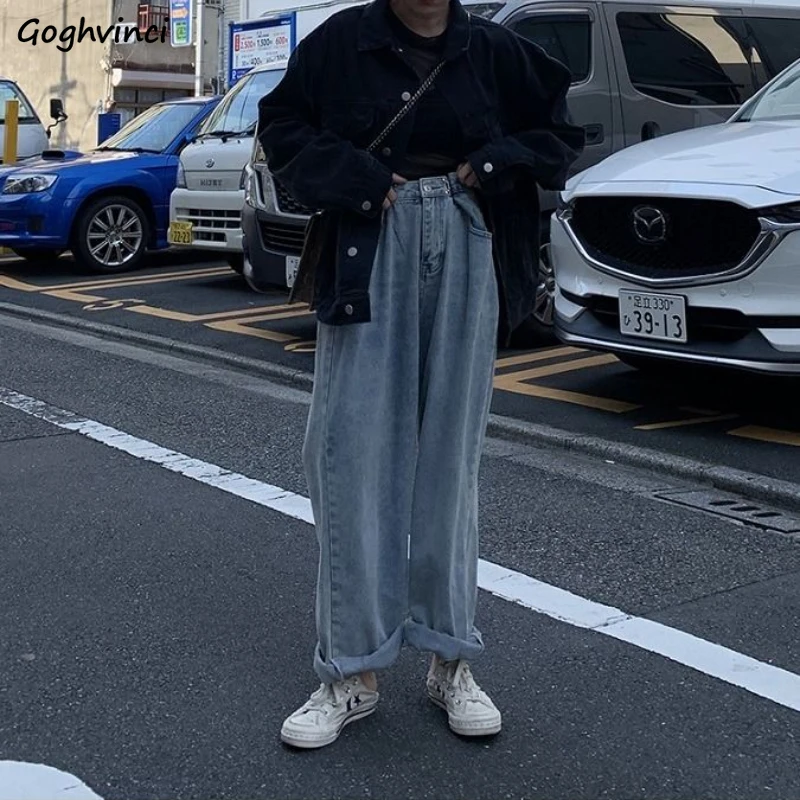 

Jeans Women Blue Denim Trouser Vintage Wide Leg Korean Long High Waist Casual Loose Streetwear Oversize Summer All-match Trendy