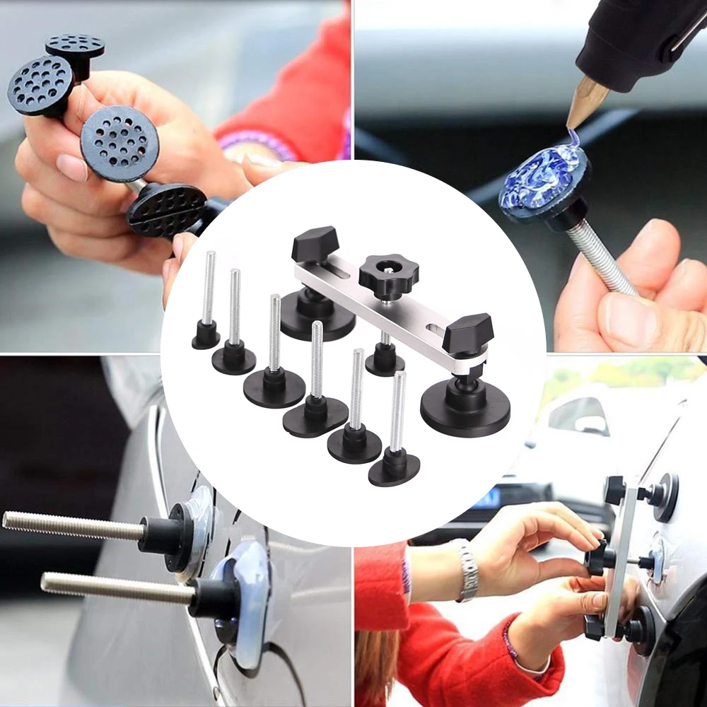 

DIY Paintless Dent Repair Kit - Dent Puller Tools Car Dent Puller with Bridge Dent Kit for Car Hail Damage Dent & Ding Remover