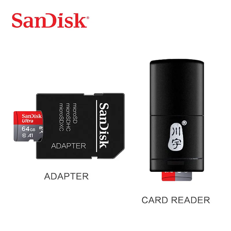 Карта памяти Micro Sd Sandisk карта Class10 TF card 16 ГБ 32 64 128 80 МБ/с. для смартфона и настольного