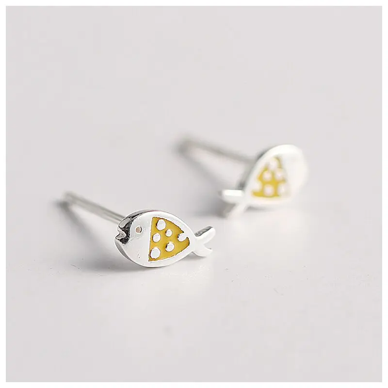 Оптовая Продажа 925 стерлингового серебра милые серьги-рыбки в форме животных