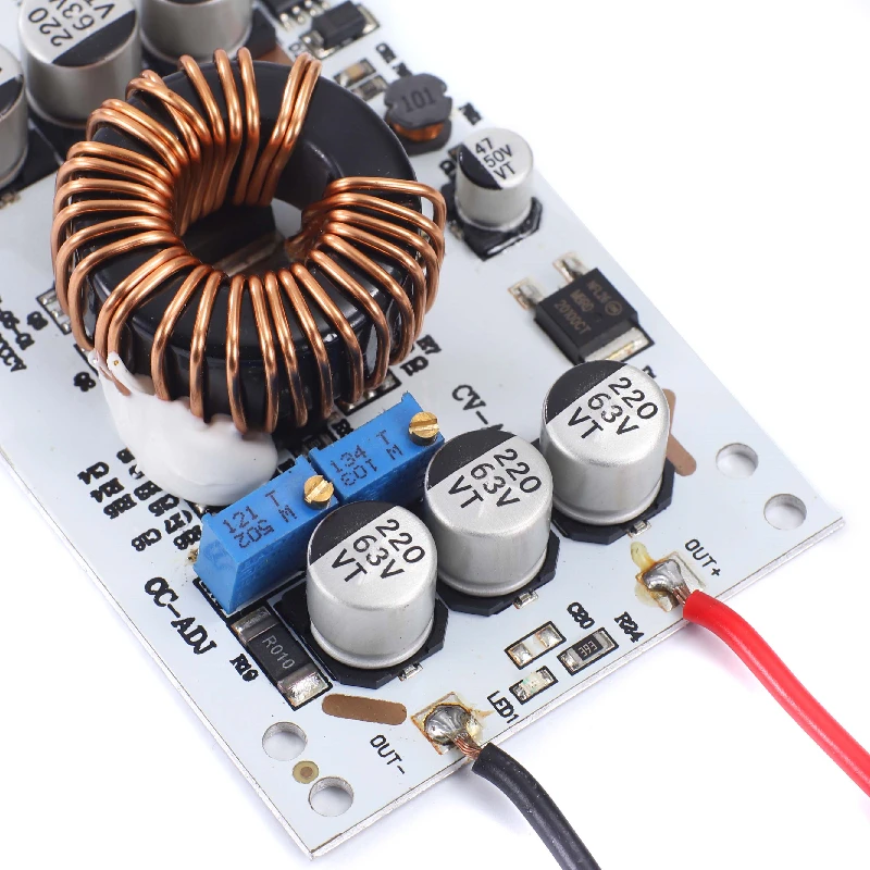 Регулируемый повышающий преобразователь постоянного тока 600 Вт с алюминиевой