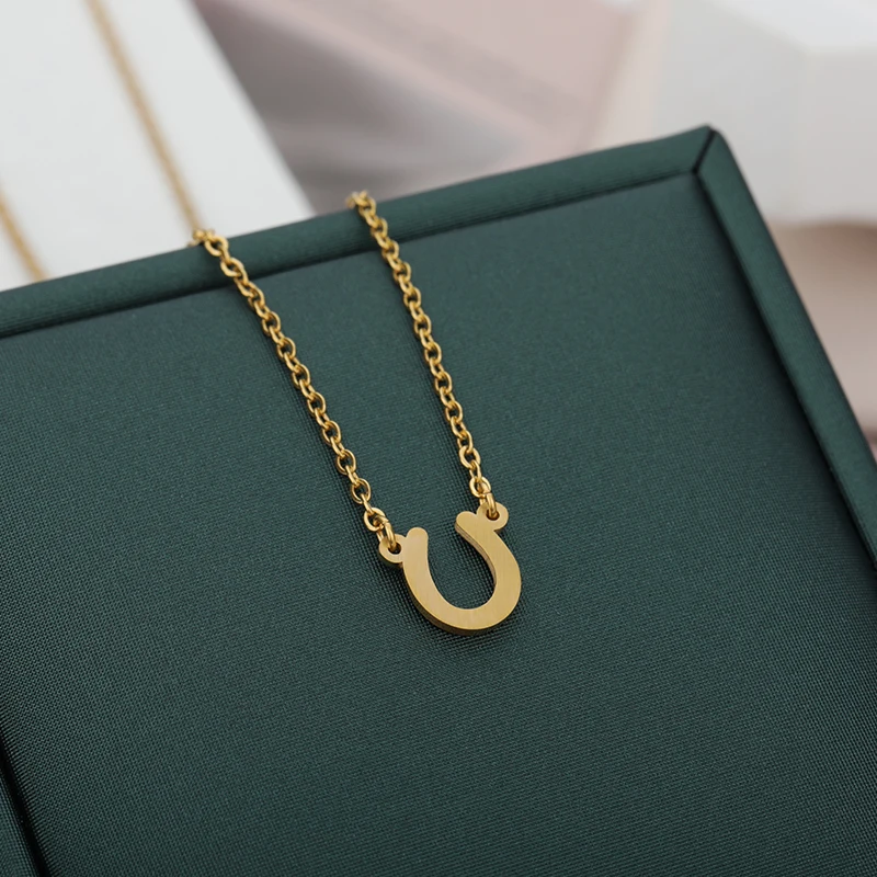 Ожерелье «Подкова удачи» для женщин и мужчин, винтажное ювелирное изделие, минималистичное колье U-образной формы из нержавеющей стали, 2022