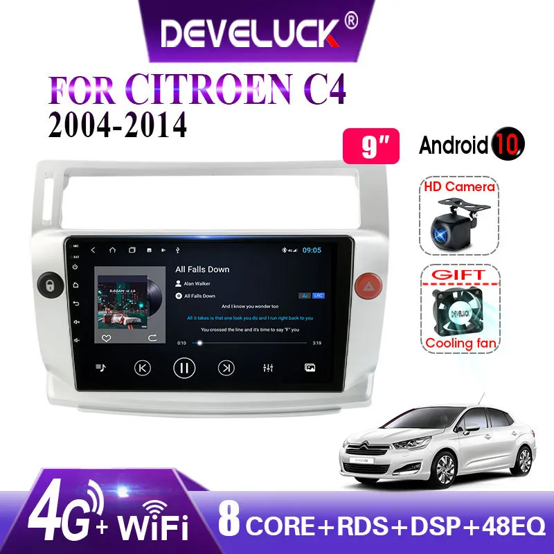 9 &quotAndroid 10 0 автомобильное радио 2 din для Citroen C4 C Triomphe Quatre 2004 2014 RDS DSP + 48EQ GPS навигация