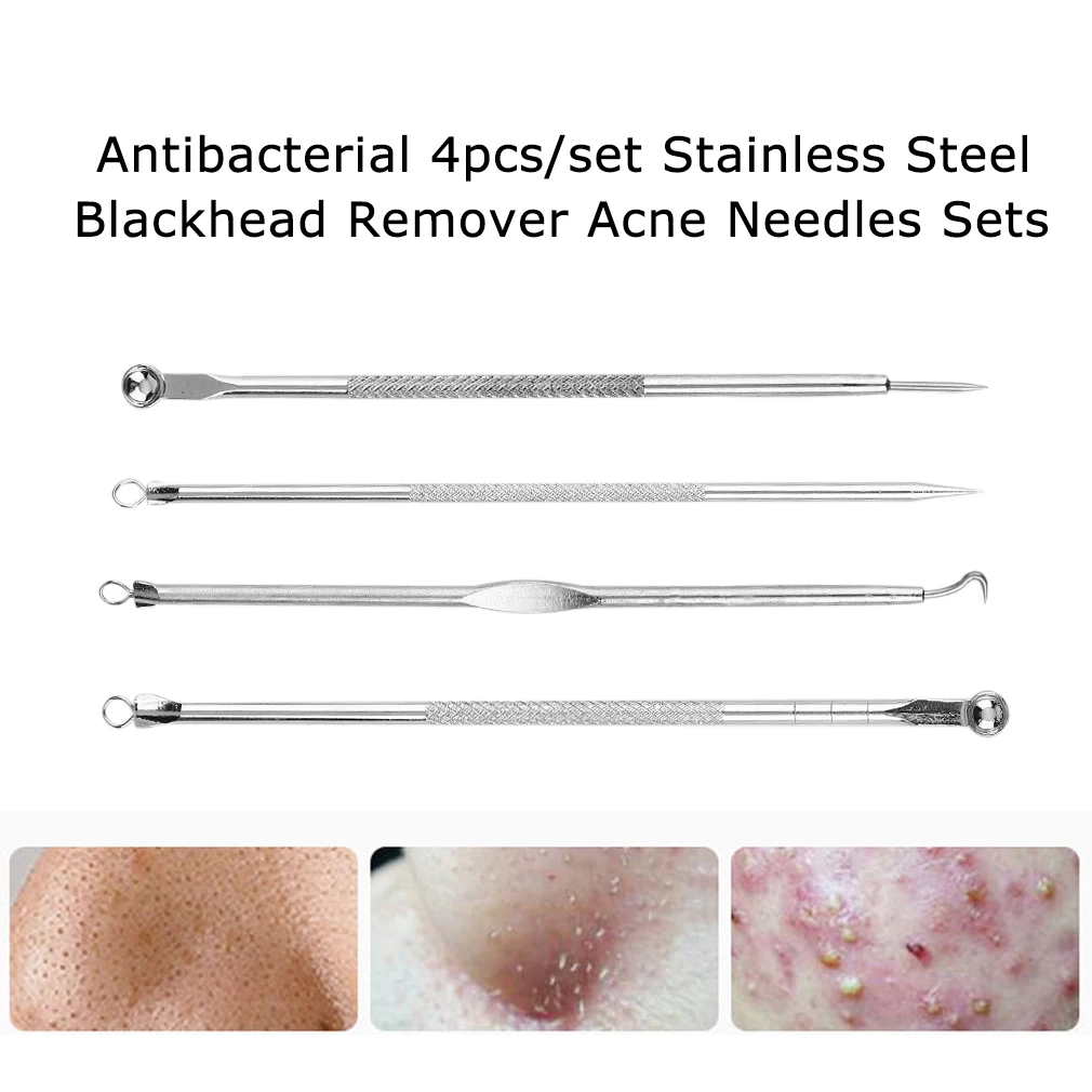 4pcs/set Acne Blackhead Removal Needles Stainless Steel Pimple Spot Comedone Extractor Beauty Face Pore Cleanser Skin Care Tools |