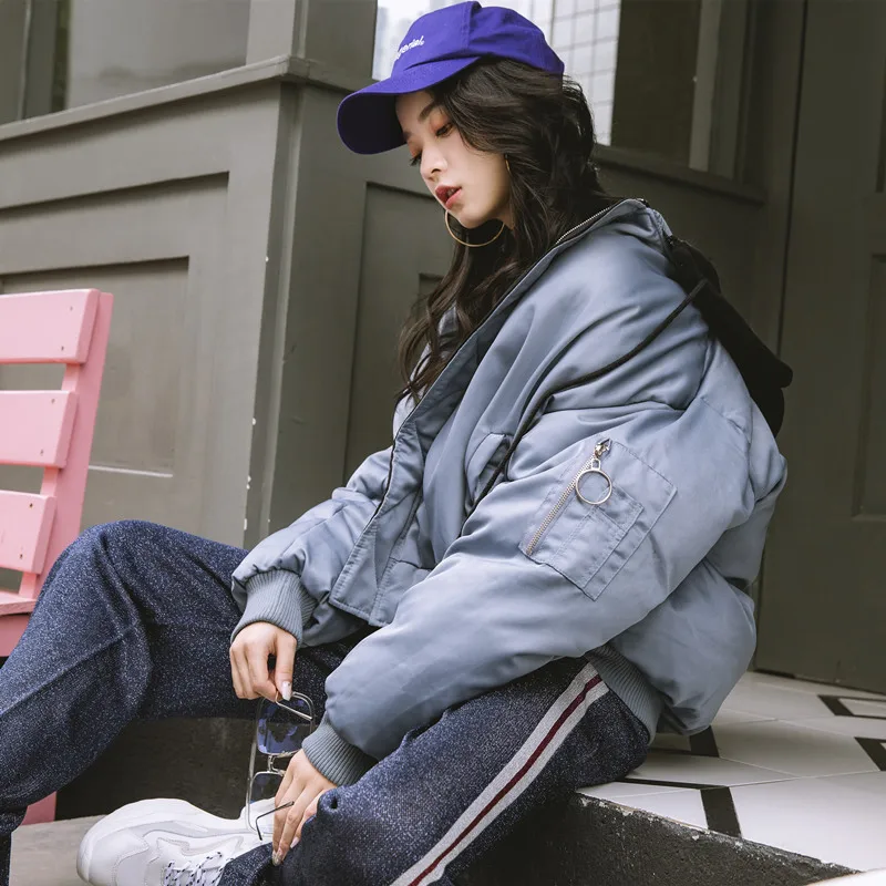 Новая модная Свободная Женская зимняя короткая куртка с хлопковой подкладкой