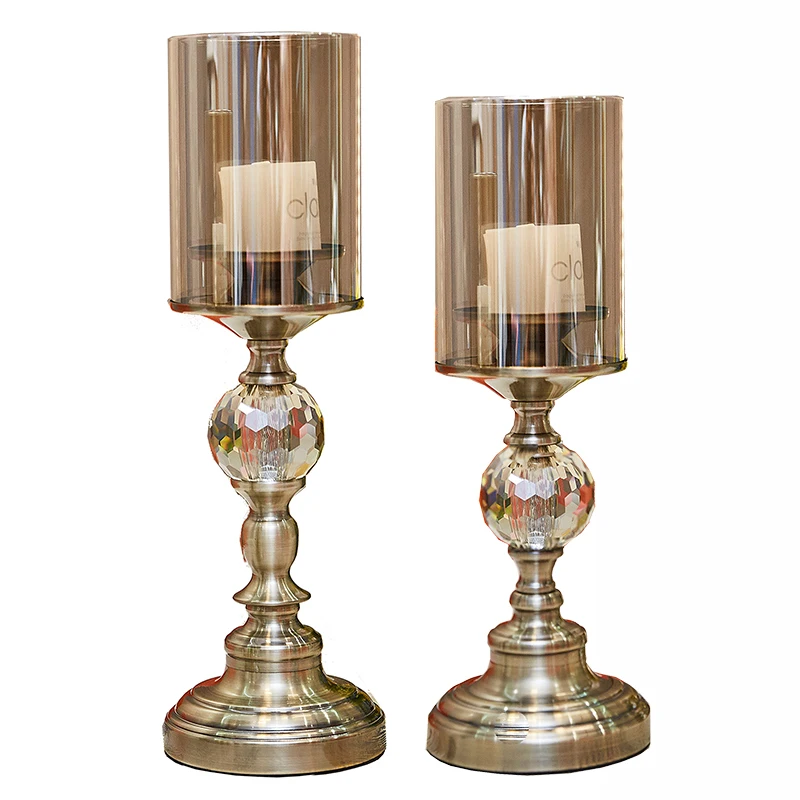

Luxury Metal Candle Holders Table Crystal Pillar Candle Holder Wedding Centerpieces Chandelier Bougeoir Candlestick EA60ZT