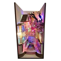 diy wooden spiriteds away dragon alley book nook shelf insert kits bookends anime bookshelf with furniture home decoration toys