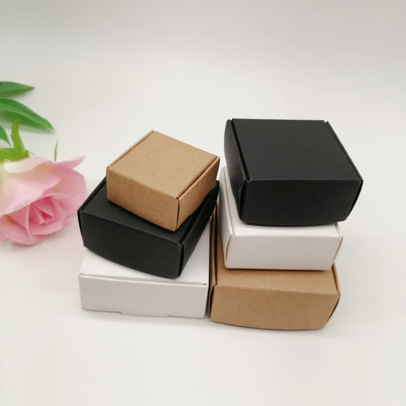 50pcs Black/White/Kraft Paper Box for Packaging Earring Jewlery Box Gift Cardboard Boxes Diy Jewelry Display Storage Packing Box
