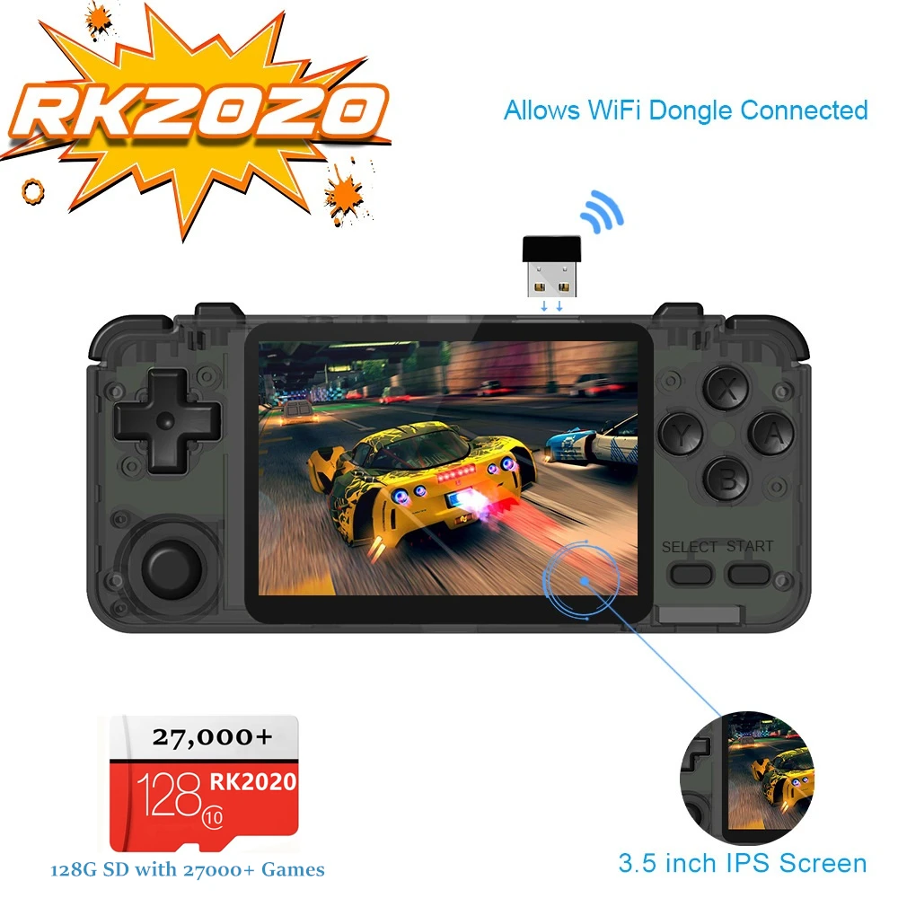 

Портативная игровая консоль RK2020, 128 ГБ, SD 27000 + в 1, 3,5 дюйма, 320*480, EmuELEC RK3326 четыре ядра, 1,3 ГГц, система с открытым исходным кодом