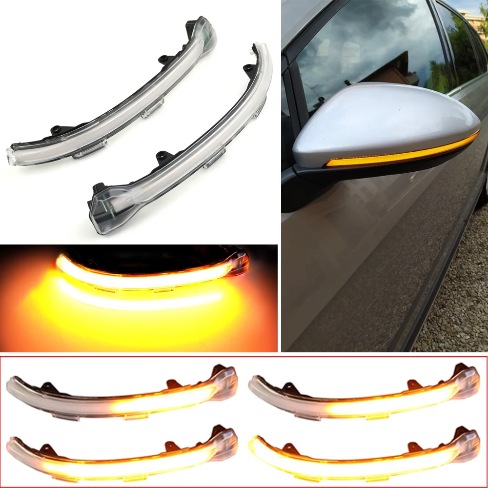 

2pcs For VW Golf MK7 7 GTI R GTD Touran Dynamic Turn Signal LED Side Wing Rearview Mirror Indicator Blinker Sequential Light