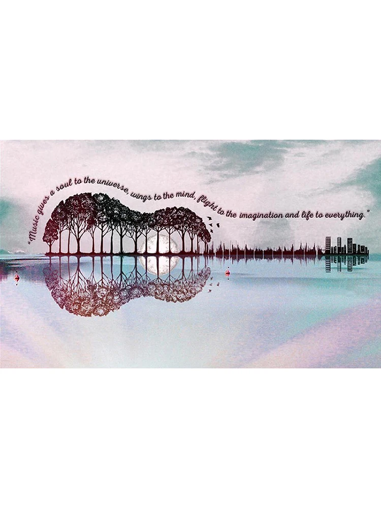 5d алмазная живопись сделай сам музыка гитара девушка городская ночь полная