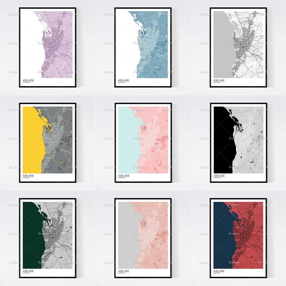 

Adelaide Map Nordic Retro Minimalism Painting Posters and Prints on Canvas Wall Art Modular Pictures Home Decor Unique Gift