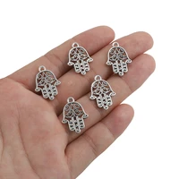 30pcs fatima hand hamsa palm protection charm antique silver color pendants for diy jewelry making handmade craft accessories