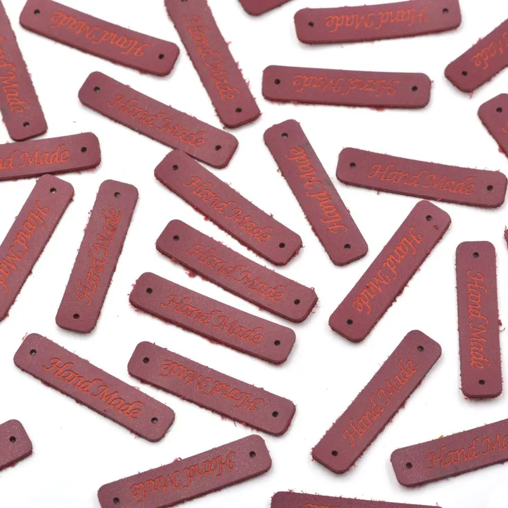 KALASO высокое качество 20 шт. красные этикетки для одежды ручной работы кожаные