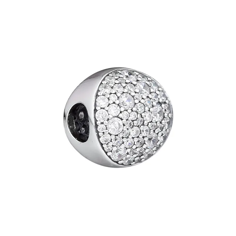 Проложить Сфера талисман с прозрачными CZ бусины для оригинальный 925 серебро
