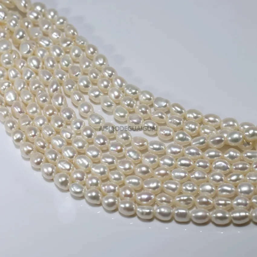

APDGG wholesale 5strands Real 8x10mm culture baroque white pearl strands loose beads women lady jewelry DIY