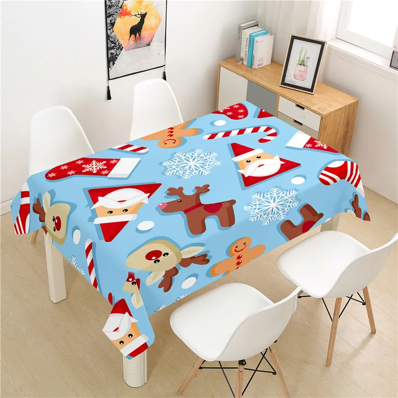

Скатерть из полиэстера с рождественским рисунком, прямоугольный столик для отеля и пикника, украшение для дома, столового столика