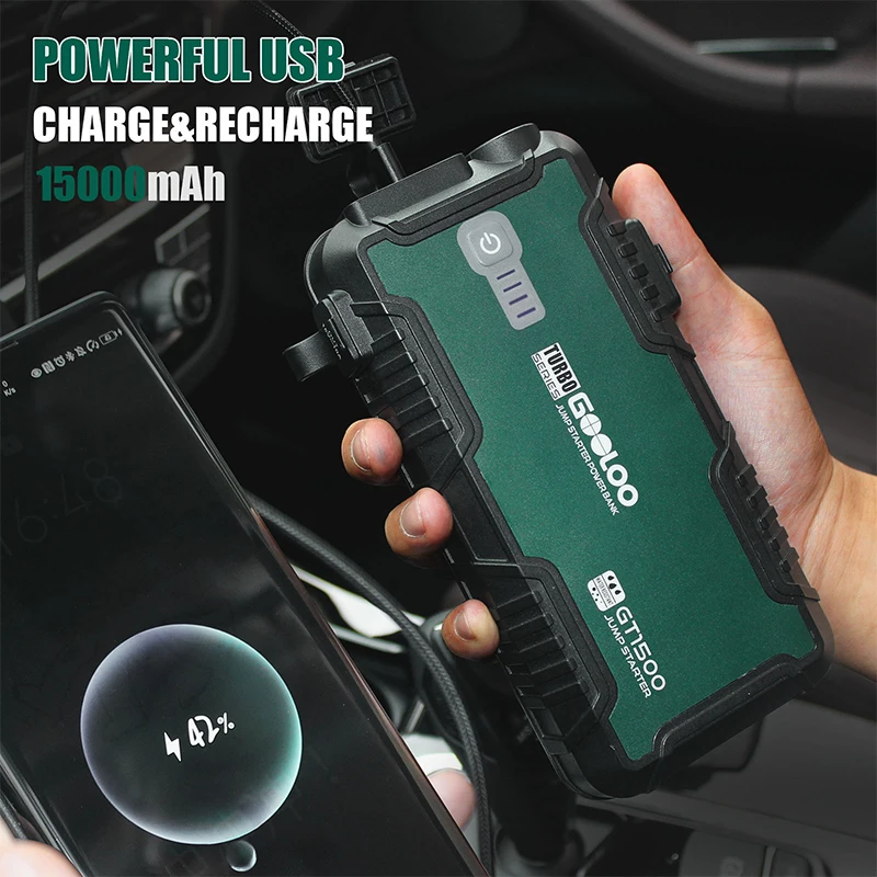 $53.02 GOOLOO Emergency Starting Power Bank Chargers 12V Car Battery Splitter Jump Starter Starting Device Vehicle Booster Lighter