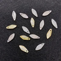 2pcs natural sea shell pendant bamboo leaves shape pink diy bracelet for women necklace earring accessories charm jewelry making