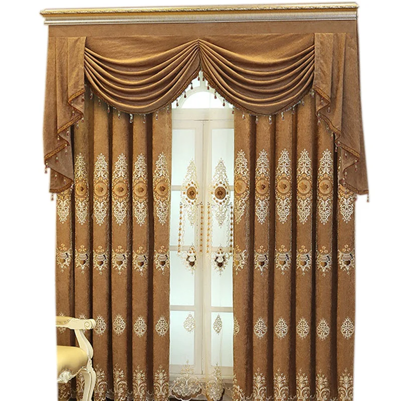

New European-style Chenille Embroidery Shading Curtains For Living Dining Room Bedroom.