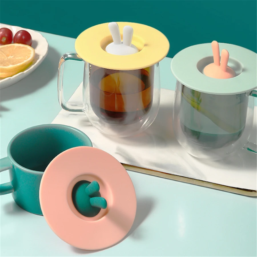 

Чашка для питьевой воды с крышкой, силиконовая антипылезащитная Крышка для чаши, термостойкая чашка для чая, кофе, уплотнения, стеклянные кр...