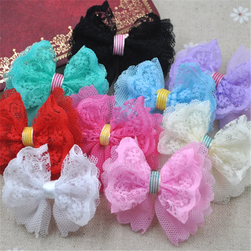 20 шт. сетчатая лента с бантом, цветы, Аппликации, крафтовые куклы, Декор, лоты A287