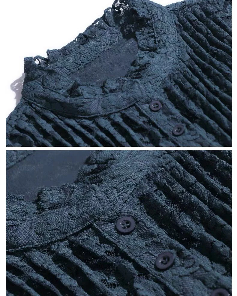 Повседневное винтажное женское платье с воротником стойкой кружевное лоскутное