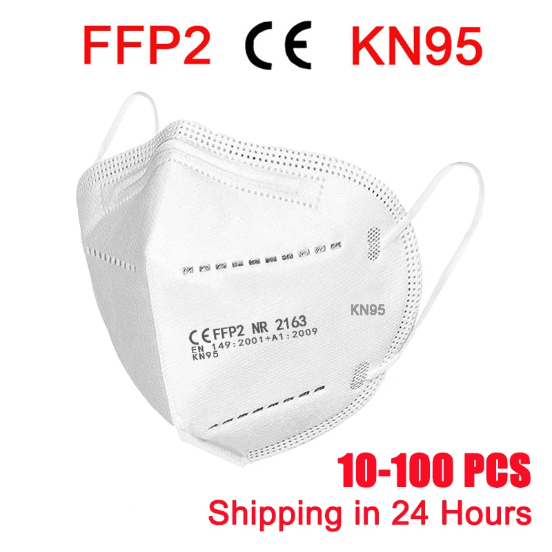 

10-100 Piece FFP2 Masks KN95 Facial Mascarillas Adults 5 Layers Filtration FFP2 Face Mask Mouth Mask Protective Respirator Mask