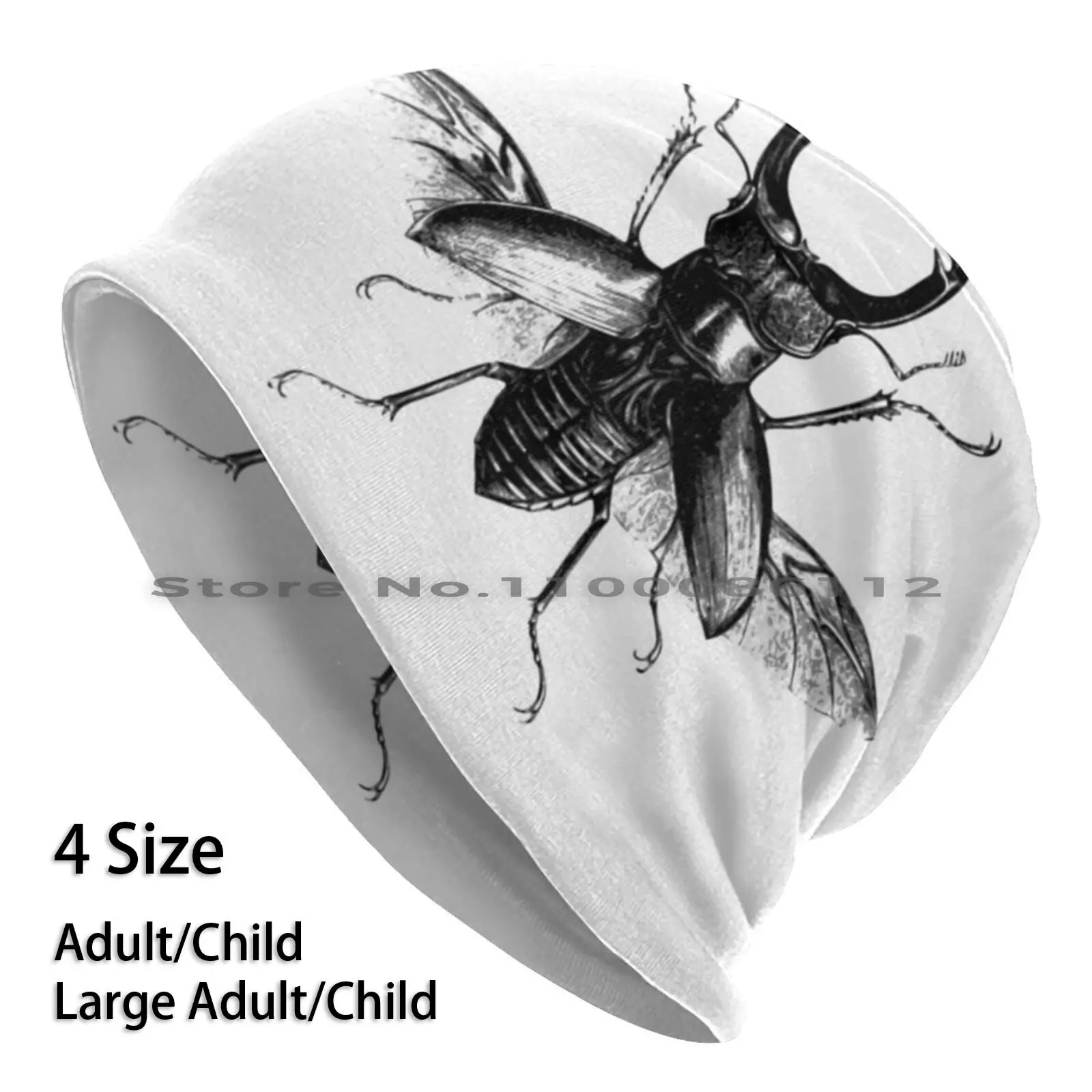 

Stag Beetle Claws Dangerous Insect Dark Gothic Evil Occult Black White Design Beanies Knit Hat Beetle Claws Dangerous Dark