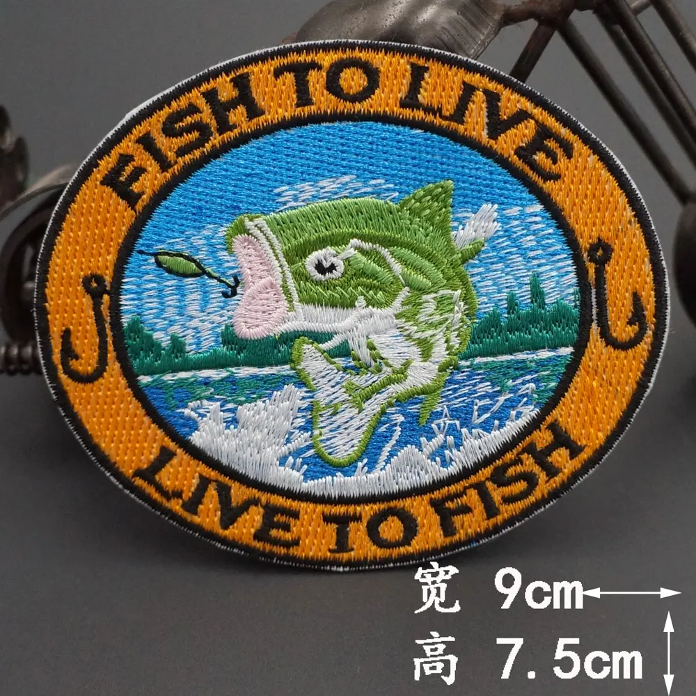 Нашивки GO FISHING с вышивкой утюгом на задней стороне для мотоцикла рыцаря кожаный