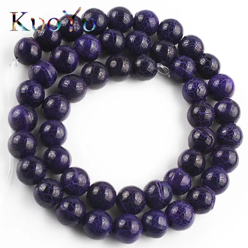 Бусины из натурального камня фиолетового цвета с трещинами огненные Агаты вены