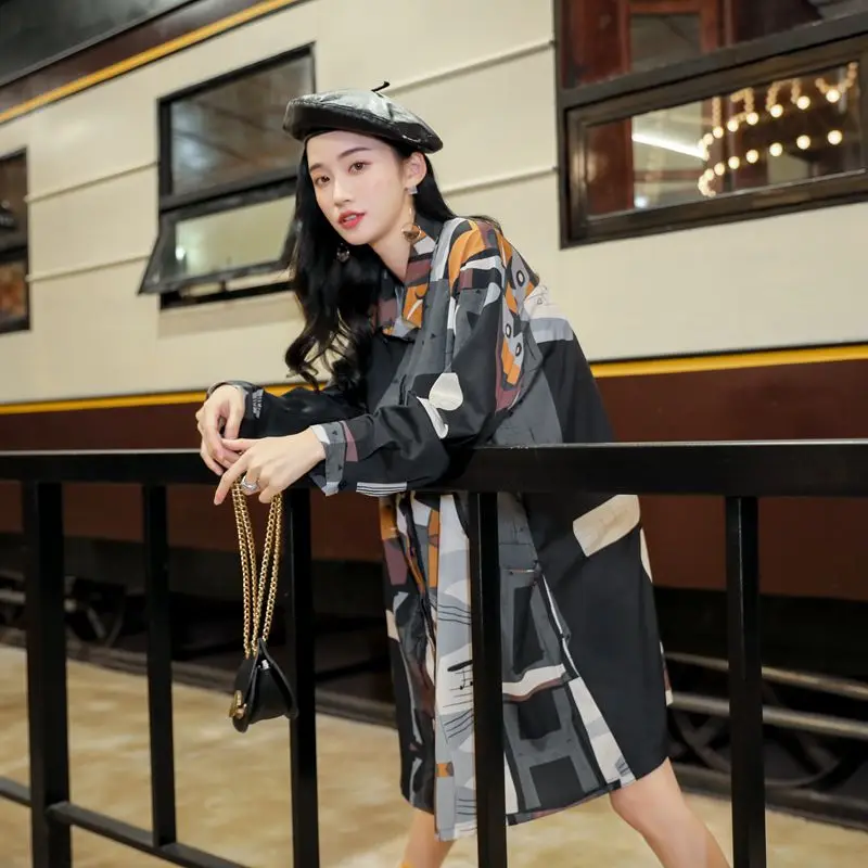 Дизайнерское платье рубашка CHEERART женское свободное большого размера с цветными