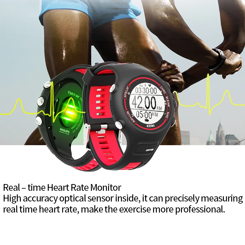 Мужские Цифровые GPS часы для бега с Bluetooth на основе пульса скорость расстояние