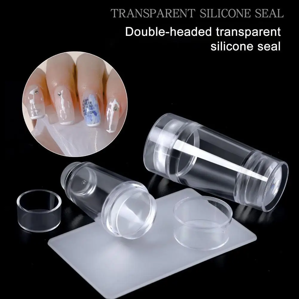 

Double Head Nail Stamper Non-Deformed Transparent Nails Scraper Gel Polish Stamp Makeup Tool for Manicure Head Nail Stamper