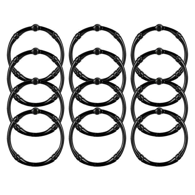 

Rustproof Decorative Shower Hooks for Bathroom Shower Curtain Rods Set of 12 Premium Metal Shower Rings Hangers Black