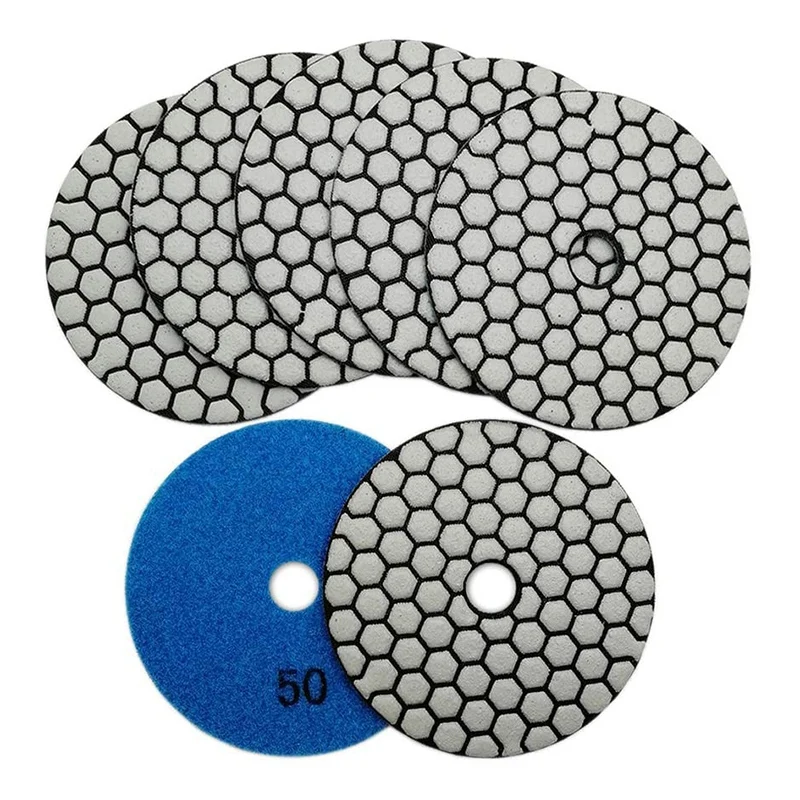 

7Pcs 4Inches 50 Dry Diamond Polishing Pads Very Competitive Diameter 100Mm Resin Bond Diamond Flexible Saniding Discs
