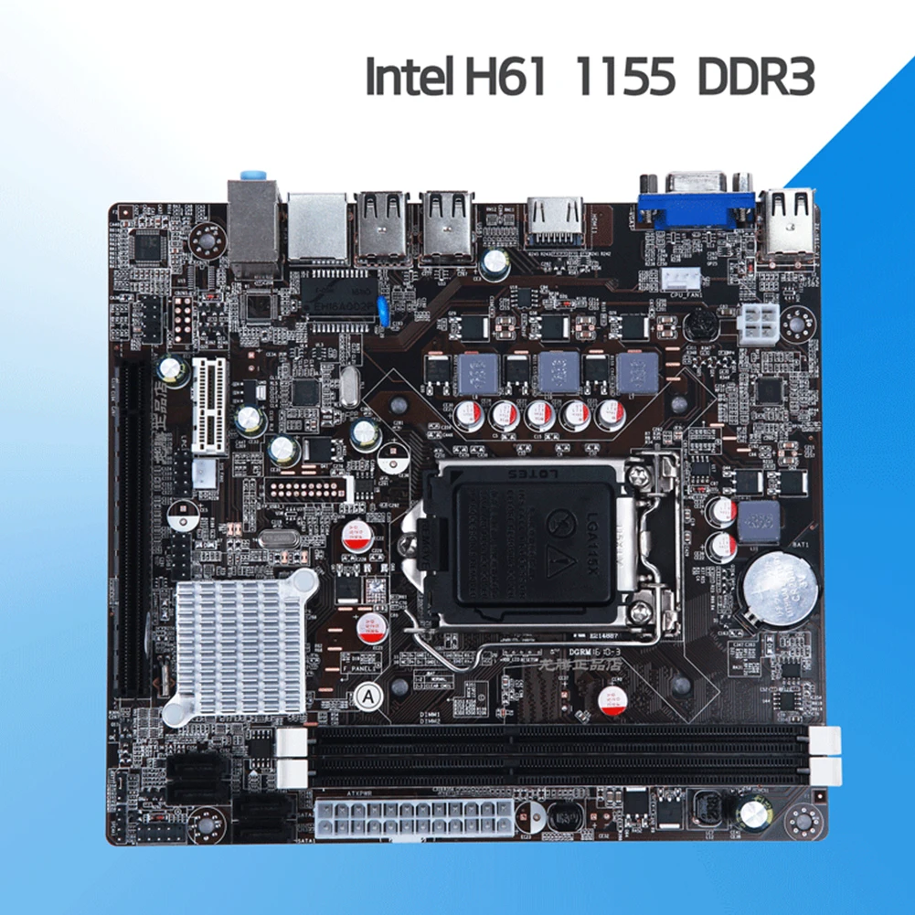 

H61 Computer Motherboard for for LGA 1155 Intel Core i7/i5/i3/Pentium/Celeron 10 Ports USB Support DDR3 Ram Memory PC Gamer