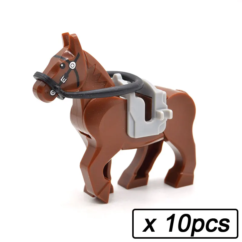 WW2 военные лошади черный, белый, коричневый кубики Moc часть строительные блоки военные аксессуары подарки игрушки для детей - Цвет: 10pcs 70014