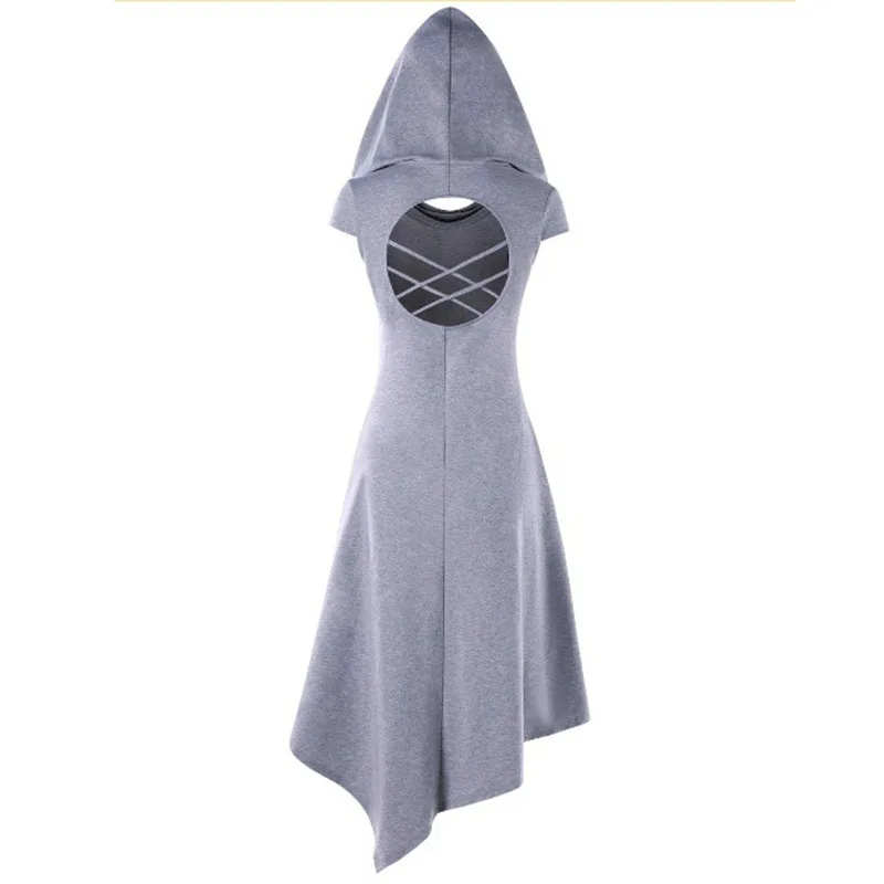 Готический женский костюм в стиле стимпанк для косплея ведьмы с капюшоном