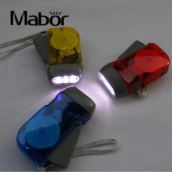 3 LED Динамо Ветер вверх фонарик Ручной пресс многоцветный полезный | Лампы и
