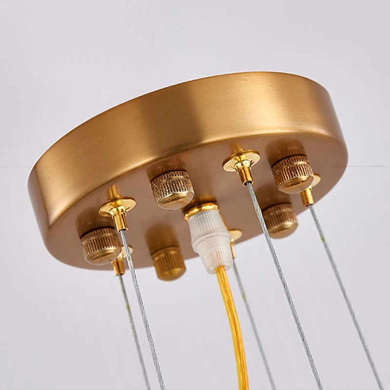 

E14 Postmodern Grey Glass Golden Round Hanging Chandelier Light Fixture Lustre Suspension Luminaire Nordic For Dinning Room